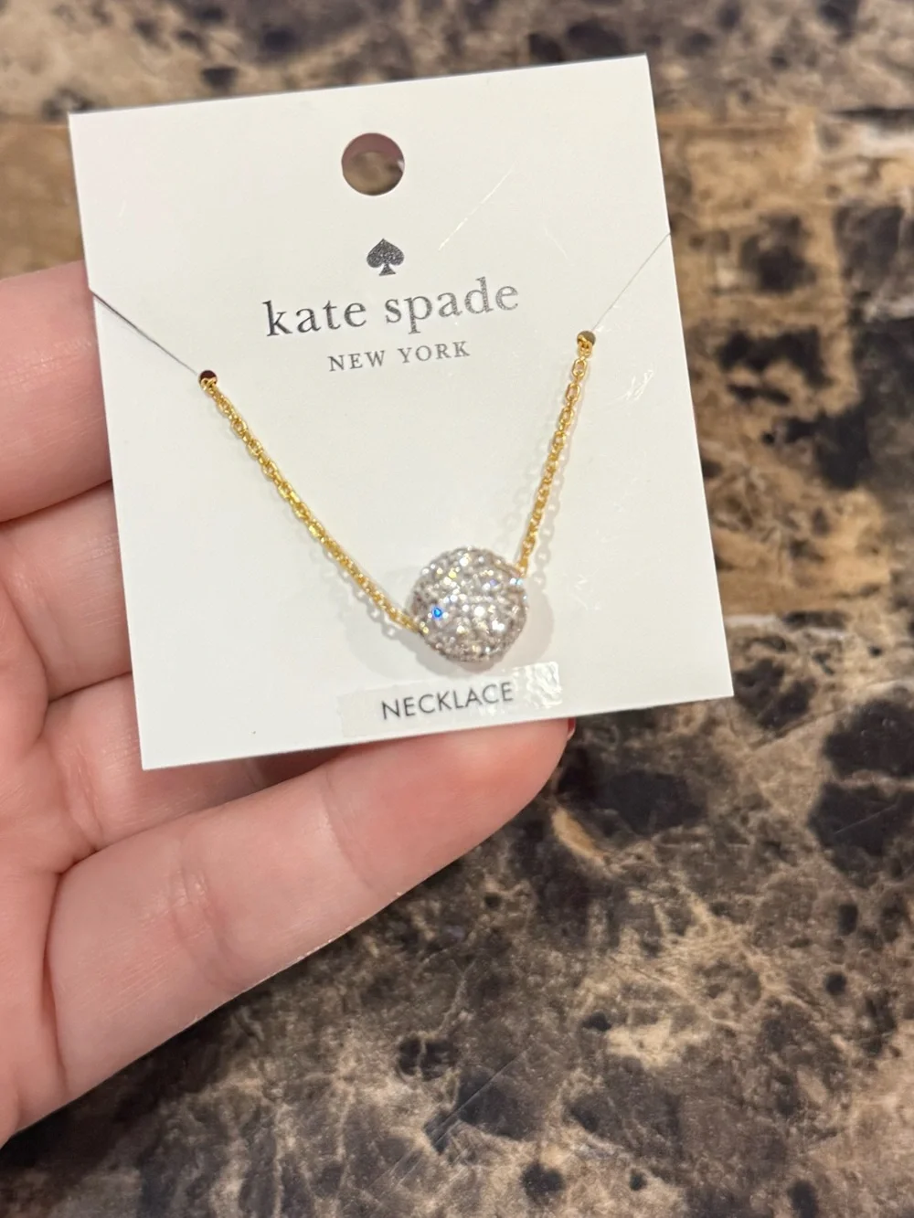 Kate Spade "Razzle Dazzle" Pave Ball Necklace Gold - Picture 3 of 6